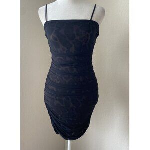 Studio 1011 Black Cocktail Dress Size Small Gold Sparkling Cheetah Print Bodycon